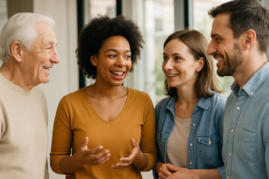 Menschen im offenen Dialog, die sich ehrlich begegnen Menschen im offenen Dialog, die sich ehrlich begegnen